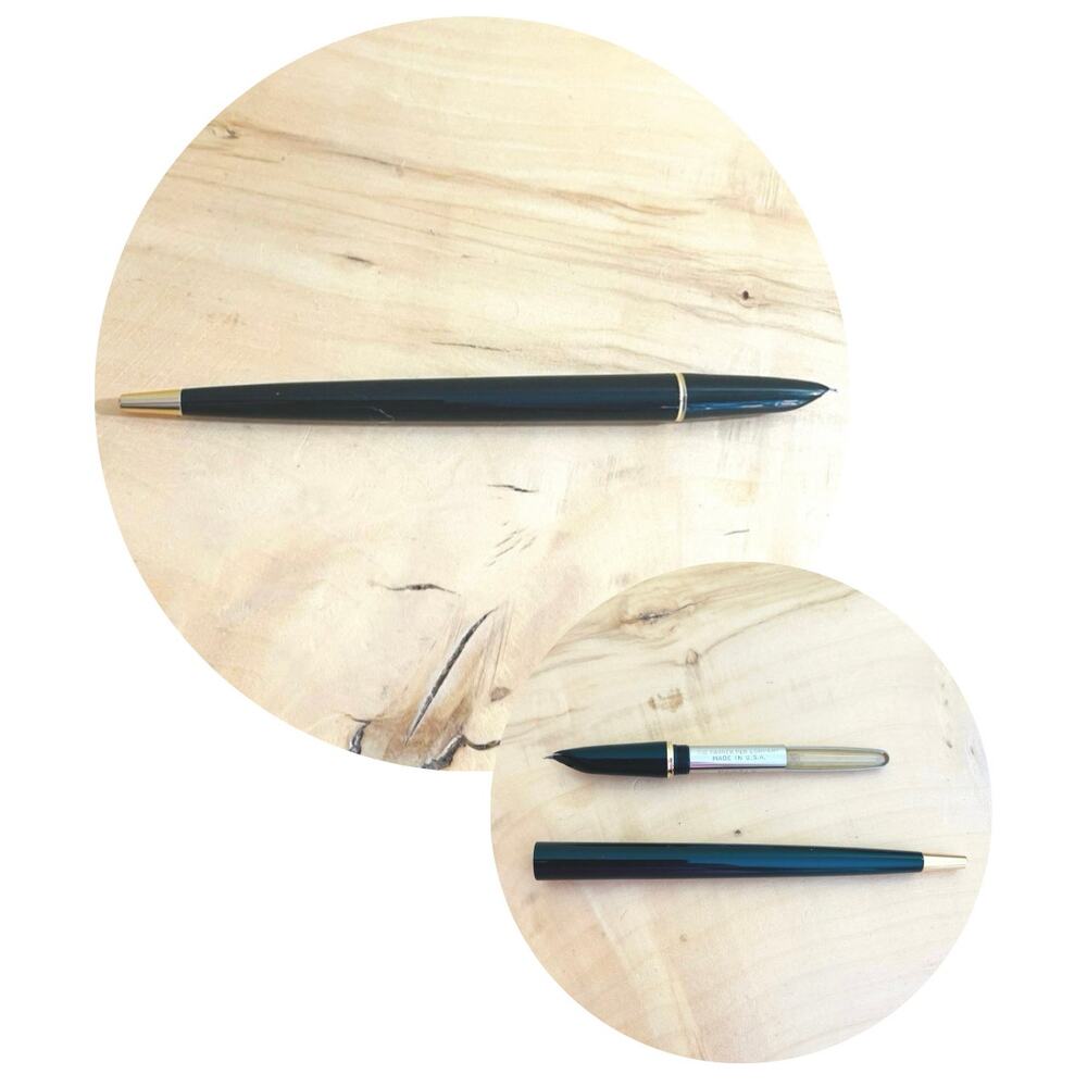 Vtg PARKER 51 Desk Fine Point Fountain Pen Nib Black Gold 1950s Lucite